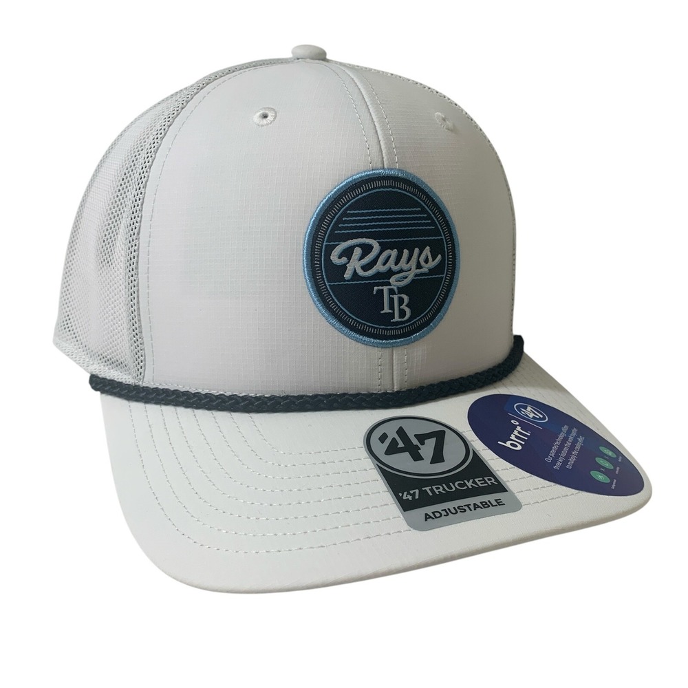 Tampa Bay Rays '47 Brand Trucker White Adjustable Mesh Snapback Trucker Hat OSFM